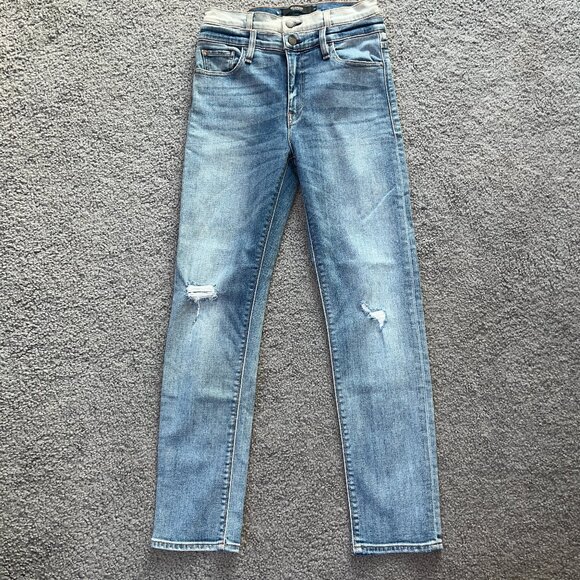 HUDSON LOS ANGELES HOLLY SKINNY DOUBLE WAIST BAND VINTAGE JEANS - EUC - SIZE 28 - Picture 1 of 11